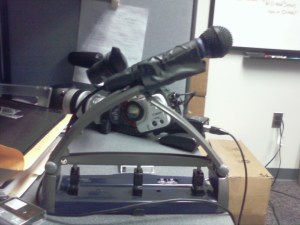 My New Mic Stand Mic Stand and 3 Hole Punch