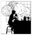 Looking through a microscope