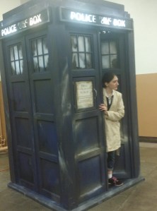 15 year old girl cosplaying as Castiel in War Doctor's TARDIS